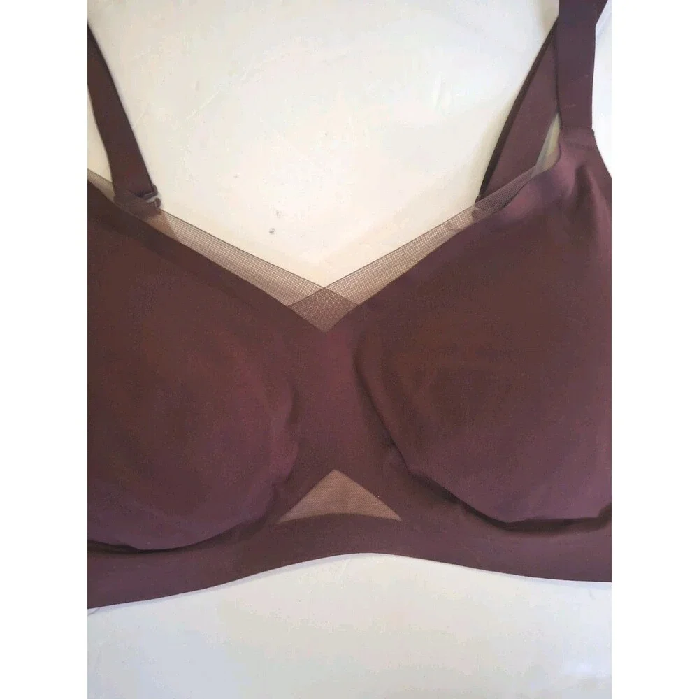 Honeylove Crossover Wireless Bra Size 1X Maroon Red Tan Padded Lightly Lined - Picture 7 of 9